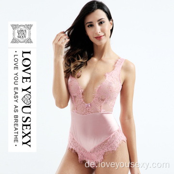 Sexy rosa spitzen hoher hip fantastischer bodysuit